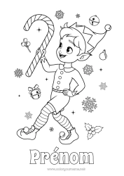 Dessin gratuit Lutins de Noël Sucre d'orge Coloriages lutins Grelots
