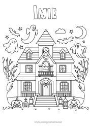 Kolorowanka za darmo Duch Halloween Uroczy Zamczysko nawiedzone