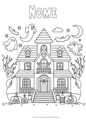 Desenho grátis Fantasma Halloween Kawaii Mansão Assombrada