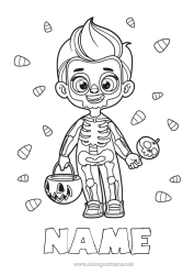 Free coloring Sweets Fancy dress Skeleton Trick or treat Halloween Boy Child