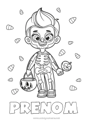 Coloriage gratuit Bonbons Déguisement Squelette Un bonbon ou un sort ? Halloween Garçon Enfant