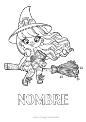 Colorear gratis Escoba Bruja Halloween