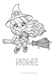 Desenho para personalizar Vassoura Bruxa Halloween