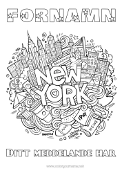 Gratis färgläggning Mandala USA Frihetsgudinnan New York Symboler Monument