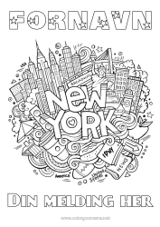 Gratis fargelegging Mandala USA Frihetsgudinnen New York Symboler Monument