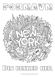 Gratis farvelægning Mandala USA Frihedsgudinden New York Symboler Monument