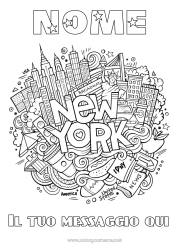 Colorazione gratuita Mandala USA Statua della Libertà New York Simboli Monumento