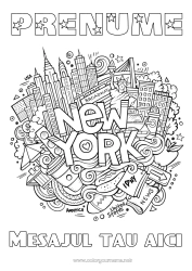 Pagină de colorat gratuită Mandala SUA Statuia Libertății New York Simboluri Monument