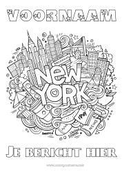 Kleurplaat aanpassen Mandala VS Vrijheidsbeeld New York Symbolen Monument