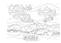 Colouring to customise Natural Landscape Finland Mountain
