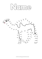 Colouring to customise Figure Children's Activities Animal Connecting Points Wild Animals Of Africa Camel, Dromedary Connect The Numbers