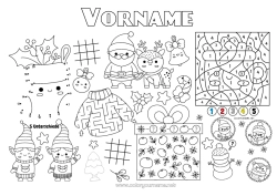 Kostenlose Malvorlage Geschenke Weihnachtsmann Weihnachten Zahl Malen nach Zahlen Kinderaktivitäten Punkte verbinden Leckereien, Süßigkeiten Labyrinth Chamallows, Marshmallows Tischset zum Ausdrucken Verbinde die Zahlen