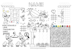 Coloring to customize Vehicles Children's activities Construction machinery I spy Trace and color Crane truck Mixer truck Trucks and utility vehicles Construction Jobs Symmetry Dump truck Printable Placemat Construction Crane