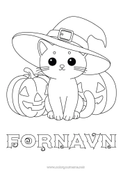 Fargeleggingssiden å tilpasse Gresskar Søt Katt Søt Jack O'Lantern Hatt Hunder og katter