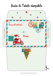 Disegno gratuito Babbo Natale Natale Busta Abete Busta da stampare Busta di Natale