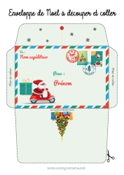 Coloriage gratuit Père Noël Noël Enveloppe Sapin Enveloppe à imprimer Enveloppe de Noël
