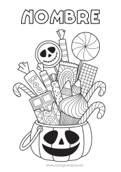 Colorear gratis Caramelos Truco o trato Halloween Golosinas Chupeta