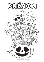 Coloriage à personnaliser Bonbons Un bonbon ou un sort ? Halloween Gourmandises, sucreries Sucette