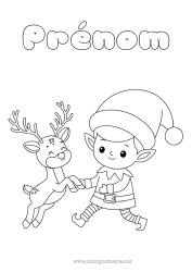 Coloriage gratuit Renne Lutins de Noël Coloriages lutins Animal Animaux de la forêt