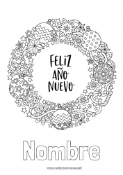 Dibujo libre Feliz año Corona navideña Mensaje 