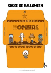 Colorear gratis Vampiro Fantasma Monstruo Momia Lobo Halloween Kawaii Sobre Animales del bosque Frankenstein Sobre para imprimir Hombre lobo