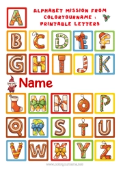 Colouring to customise Christmas Christmas Elf's Mission Children's Activities Alphabet Letter Of The Alphabet