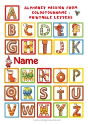 Coloring to customize Christmas Christmas Elf's Mission Children's activities Alphabet Alphabet letter