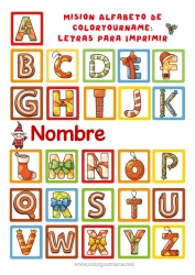 Colorear gratis Navidad Misión del Elfo de Navidad Actividades para niños Alfabeto Letra del alfabeto