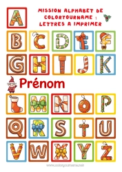 Coloriage gratuit Noël Mission du lutin de Noël Activités enfants Alphabet Lettre de l'alphabet