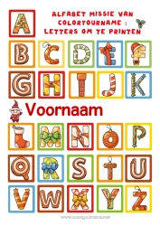 Gratis kleurplaat Kerstmis Kerstelf Opdracht Activiteiten voor Kinderen Alfabet Alfabetbrief