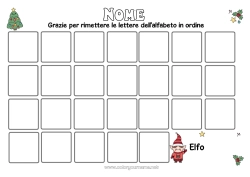 Colorazione gratuita Elfo di Natale Missione dell'Elf di Natale Attività per Bambini Alfabeto Lettera dell'alfabeto