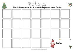 Coloriage à personnaliser Lutins de Noël Mission du lutin de Noël Activités enfants Alphabet Lettre de l'alphabet