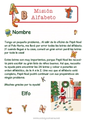Colorear gratis Elfos de navidad Misión del Elfo de Navidad Alfabeto Letra del alfabeto