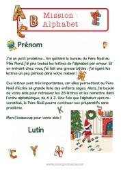 Coloriage gratuit Lutins de Noël Mission du lutin de Noël Alphabet Lettre de l'alphabet