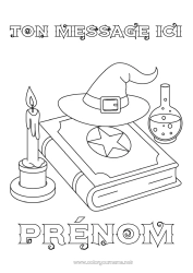 Coloriage gratuit Sorcière Halloween Livre Lecture Magicien