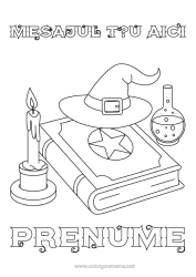 Pagină de colorat personalizată Vrăjitoare Halloween Carte Lectură Magician - Magician