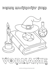 Malvorlage anpassen Hexe Halloween Buch Lesen Zauberer