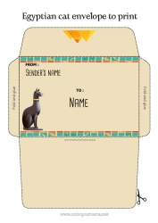 Colouring to customise Cat Animal Envelope Egypt Dogs and cats Mischievous Elf's Journey Envelope for the Christmas Trickster Elf's Mail