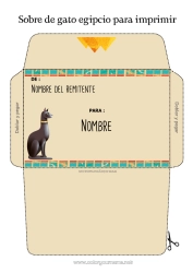 Colorear gratis Cat Animales Sobre Egipto Perros y gatos Viaje del duende navideño Sobre para el correo del elfo de Navidad