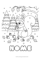 Disegno gratuito Neve Scoiattolo Animale Animali della foresta Ghianda Foresta Berretto Invernale