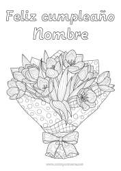Colorear para personalizar Flores Cumpleaños Mensaje de feliz cumpleaños (inglés) Ramillete