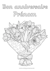 Coloriage à personnaliser Fleurs Anniversaire Joyeux anniversaire (français) Message Bouquet