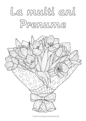 Pagină de colorat personalizată Flori Aniversare La mulți ani! Buchet