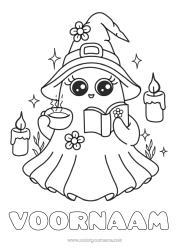 Gratis tekening Spook Schattig Hoed Koffie Drankje Boek Lezen