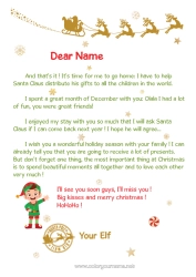 Free colouring Christmas Elves Letters from Mischievous Elves Departure letter, goodbye elf