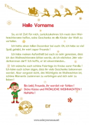 Malvorlage anpassen Weihnachtself Elfenstreiche-Briefe Elf Abschiedsbrief