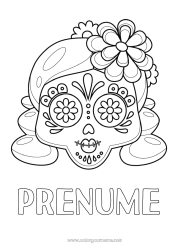 Pagină de colorat personalizată Cranium Ziua Morților Catrina Calaveras, capete de mort