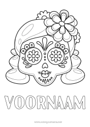 Gratis kleurplaat Schedel Dia de los Muertos Catrina Calaveras, schedels