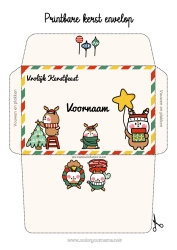 Gratis tekening Kerstmis Kawaii Kerstversiering Kerstkrans Envelop Kerstboom Afdrukbare enveloppen Kerstenvelop