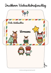 Kostenlose Malvorlage Weihnachten Kawaii Weihnachtsdekoration Weihnachtskranz Umschlag Tannenbaum Bedruckbare Umschläge Weihnachtsumschlag